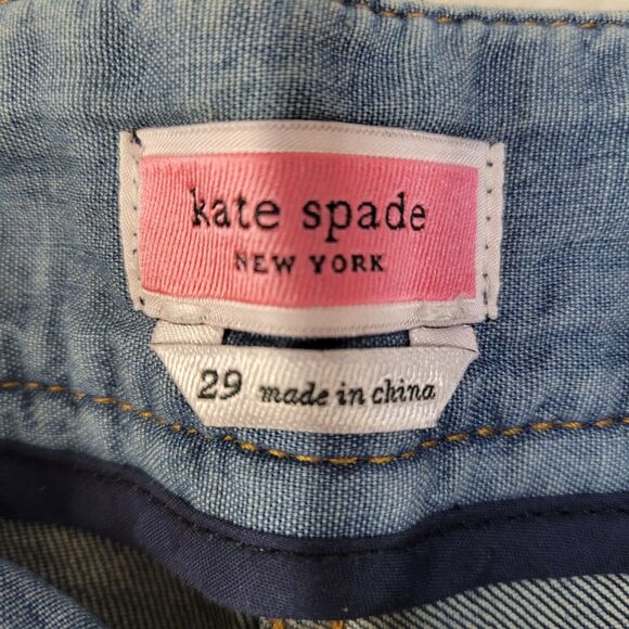 Kate Spade Jeans Womens 29 Wide Leg Cropped High Rise Spade Zipper Pulls Boho - Picture 7 of 11